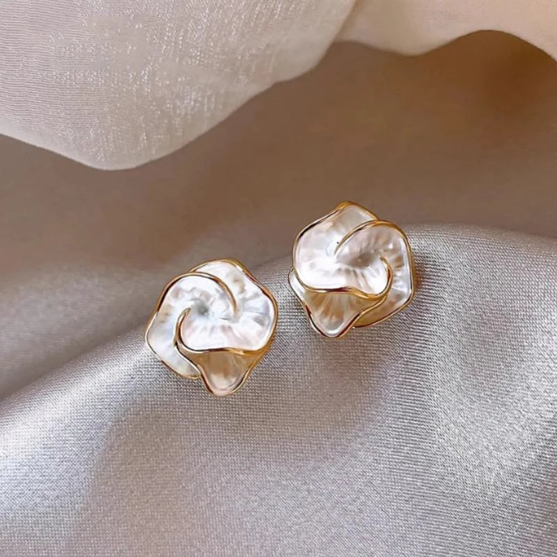 Delicate Camellia Flower Stud Earrings for Women Elegant Daily Jewelry Gift