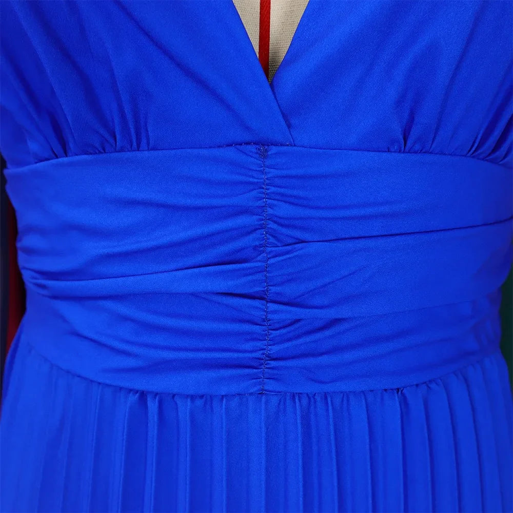 Maxi Dress Spaghetti Strap Pleated Deep V Neck Party