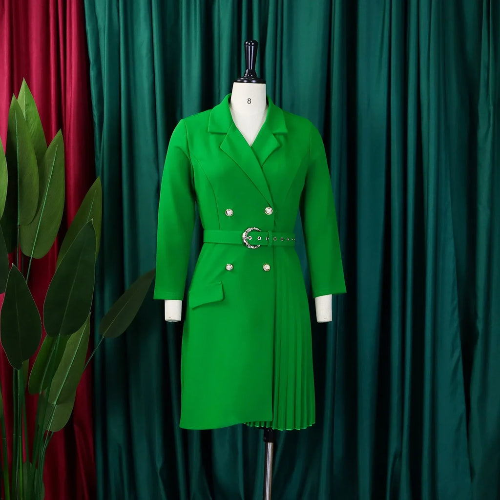 Elegant Blazer Dress For Women Notched Collar Full Sleeve