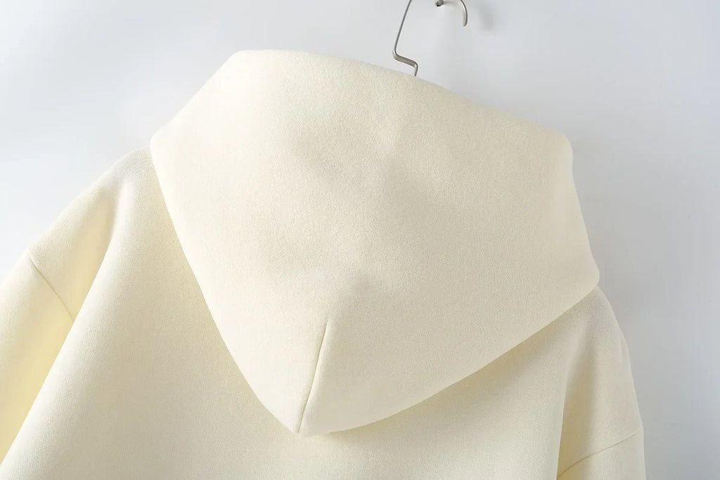 Women's Fleece Coat and Pant Set with Long Sleeve Hooded Sweatshirt and Casual Drawstring Trousers for Office and Everyday Wear