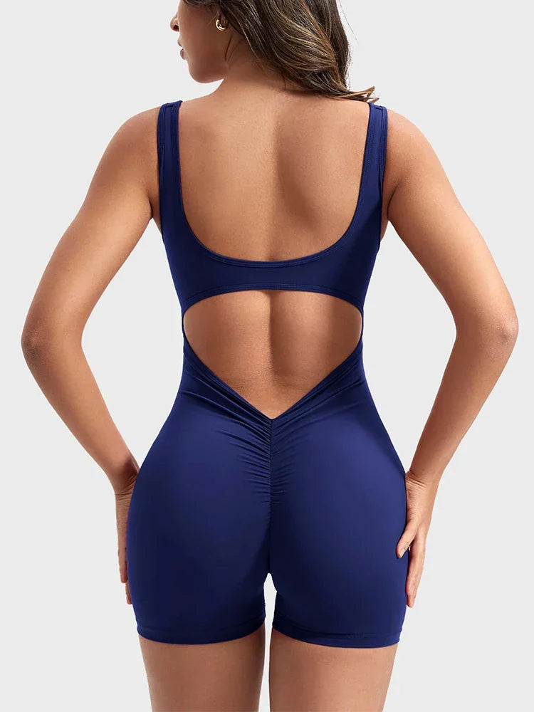 Slim Fit Backless One-Piece Yoga Jumpsuit with Hip Lifting Design and Adjustable Shoulder Straps