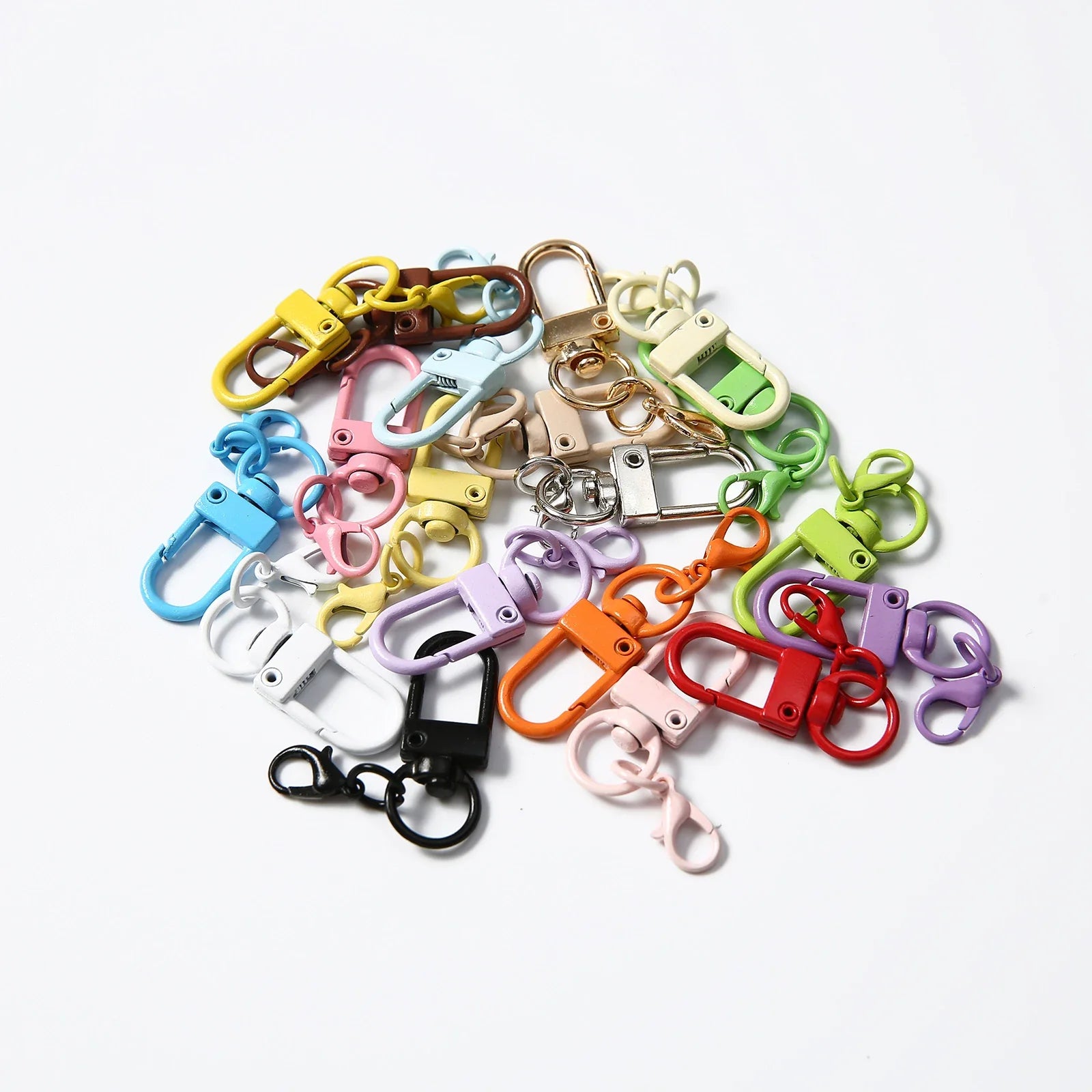 Colorful Carabiner Clasp Key Chain Rotating Keyrings for DIY Key Chain Bags and Pendants Accessories 10 50 100 Pcs Set