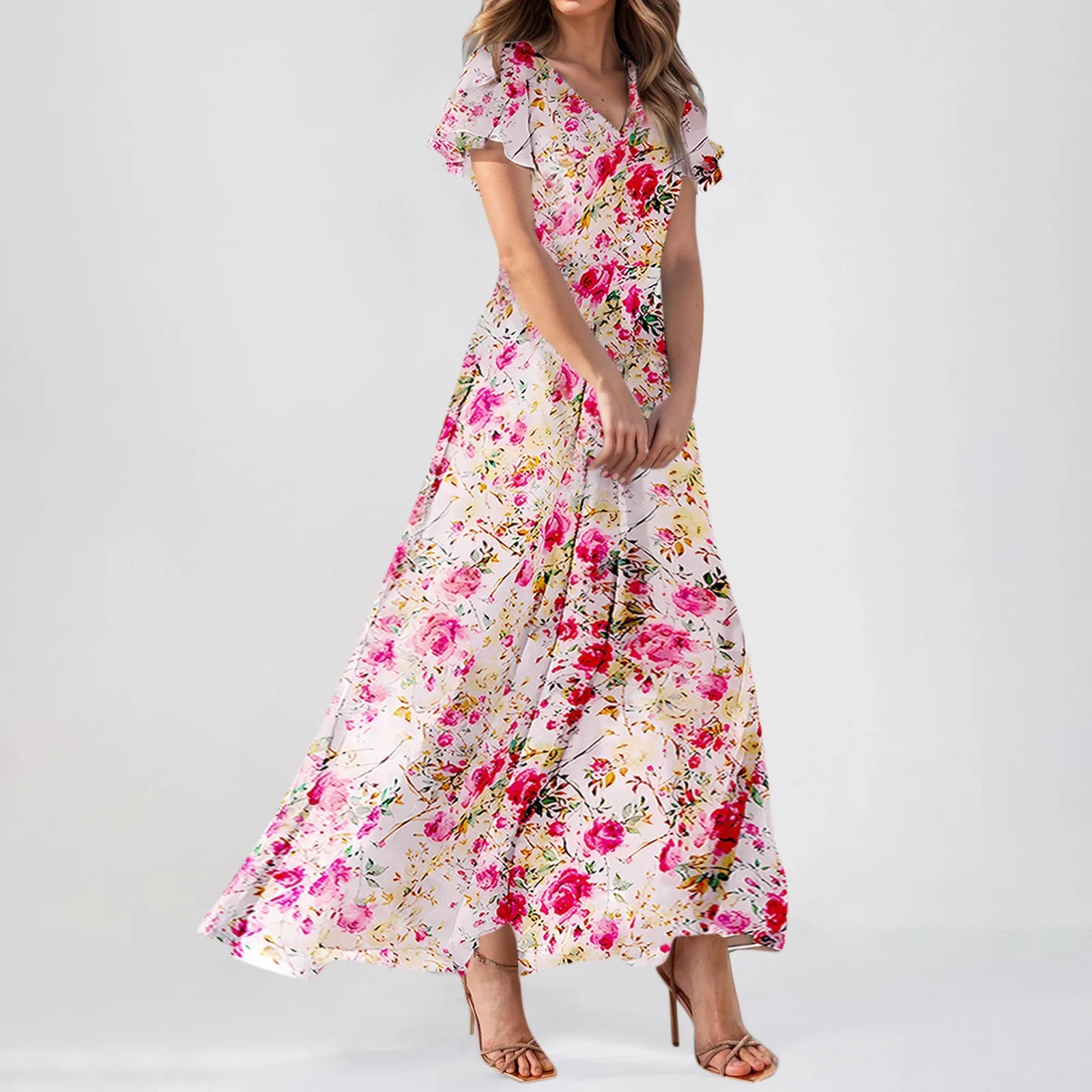 Floral Chiffon Maxi Dress for Summer Wedding Guest Chic