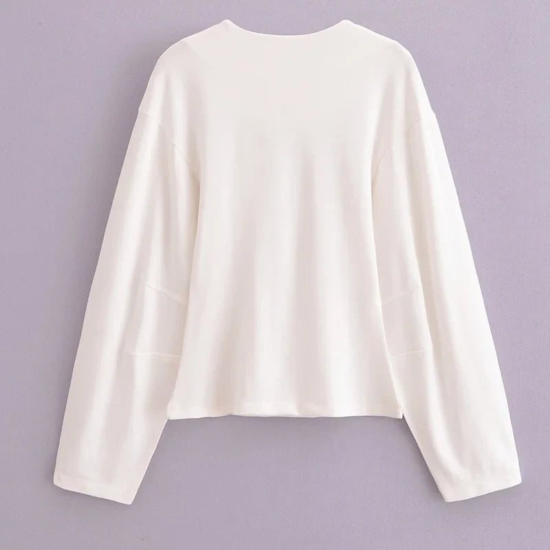 Pleated Long Sleeve Two Piece Pant Set for Women Comfortable Spring Sweatsuit