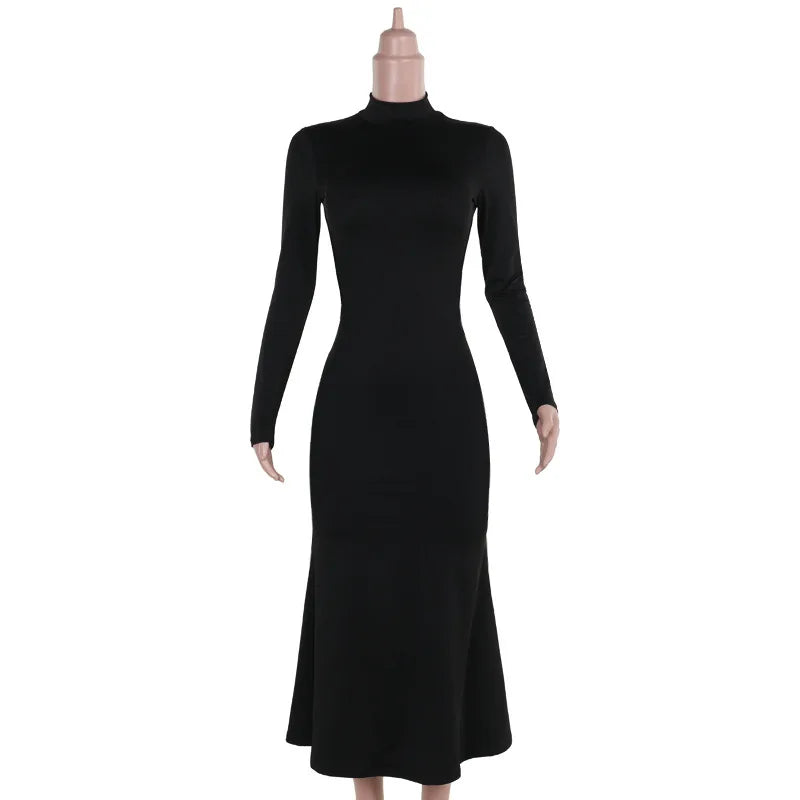 Backless Black Maxi Dress for Evening Party Women Chic
