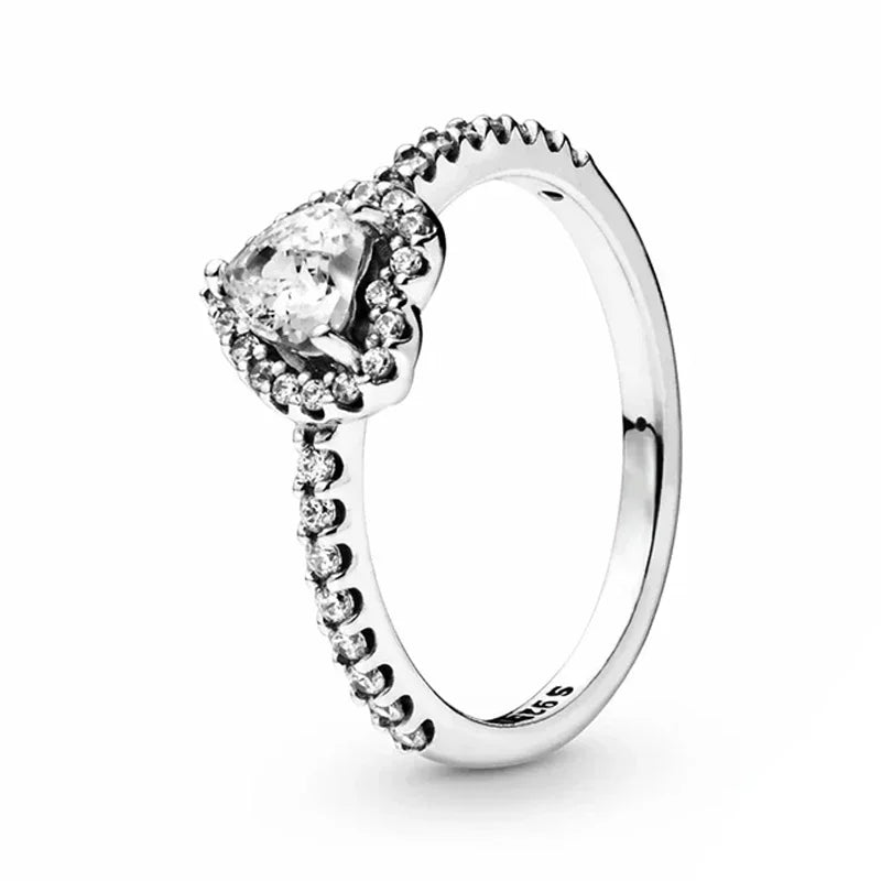 925 Sterling Silver Crown Love Heart Moon Engagement Ring for Women Luxury Jewelry