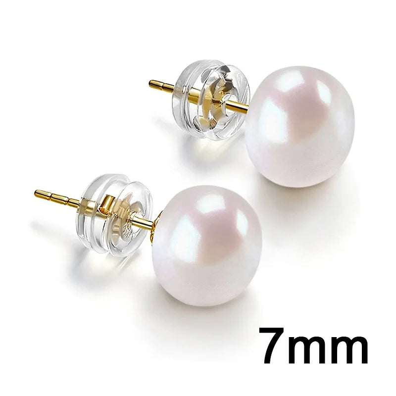 Round Simulated Pearl Stud Earrings for Women Minimalist Jewelry Teen Accessories Simple Classic Design