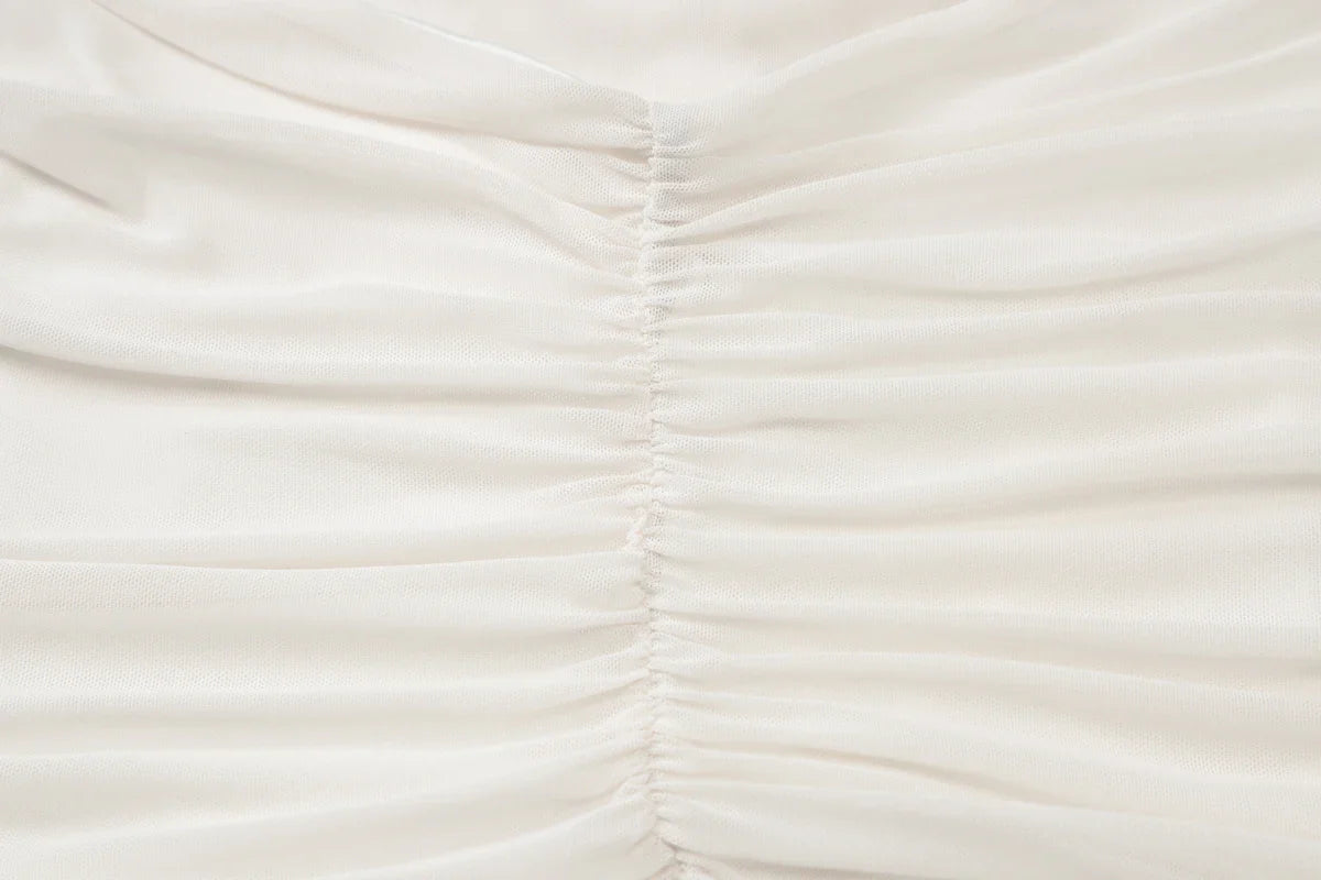 Backless Maxi Dress Sleeveless Bodycon Ruched Mesh Elegant