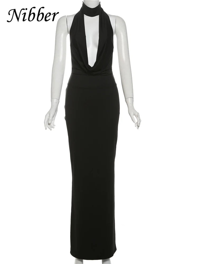 Backless Halter Bodycon Dress Women Evening Gown Silhouette