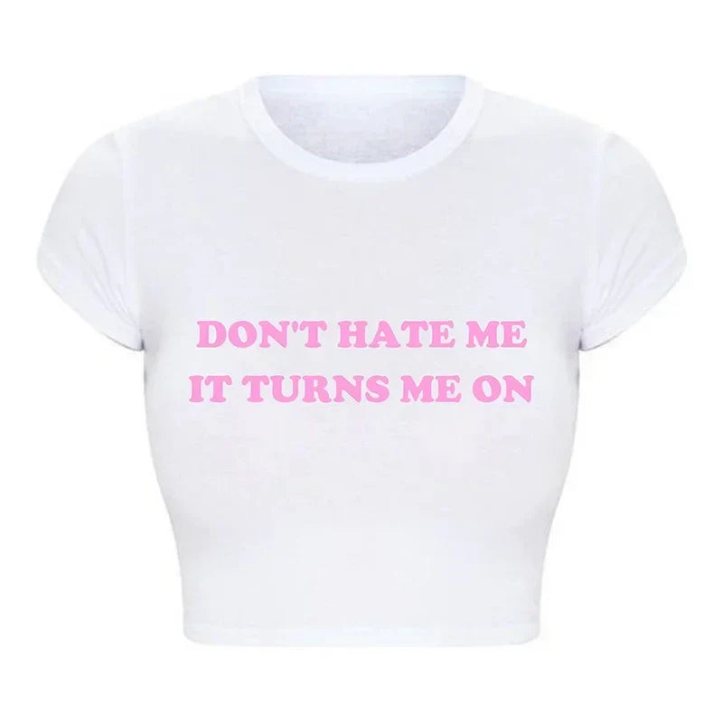 2000s Grunge Graphic Tee Cropped Top Casual Youth Fashion T Shirt