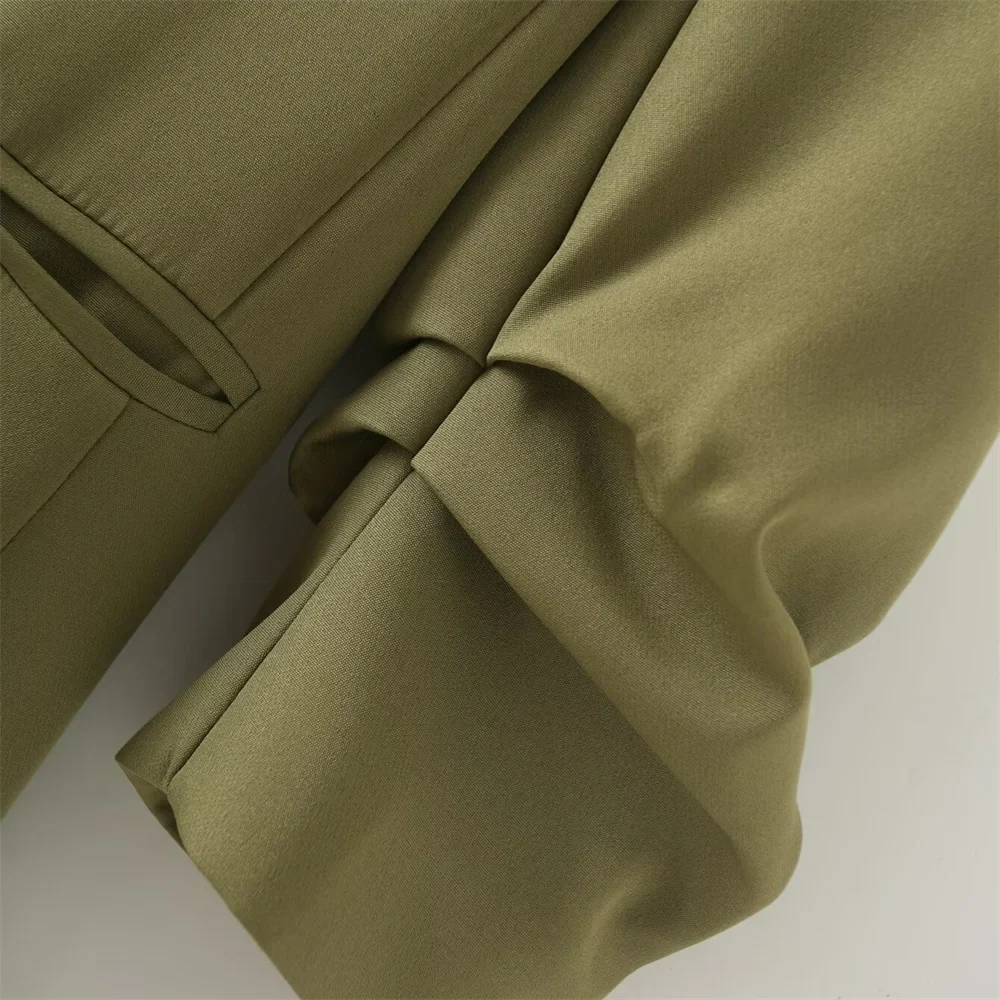 Women's Green Workwear Suit Set With Coat And Pants