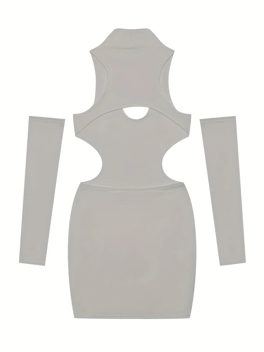 Spring Summer Hollow Neck Bodycon Dress Solid Color