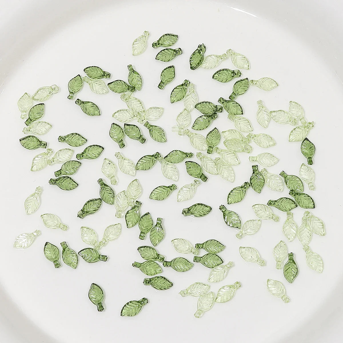 100 Pieces Mini Acrylic Tree Leaf Beads for DIY Handmade Jewelry Necklaces and Earrings Accessories