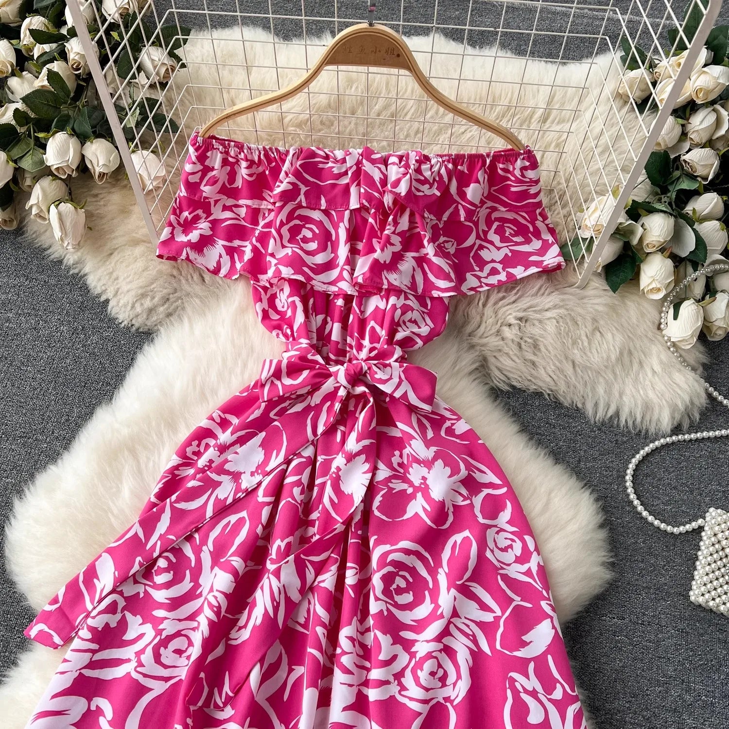 Romantic Floral Off Shoulder Maxi Dress For Women Boho Chic