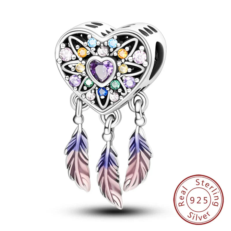 925 Sterling Silver Forever Love Heart Charms Beads for Sister Family Bracelet Jewelry Gifts