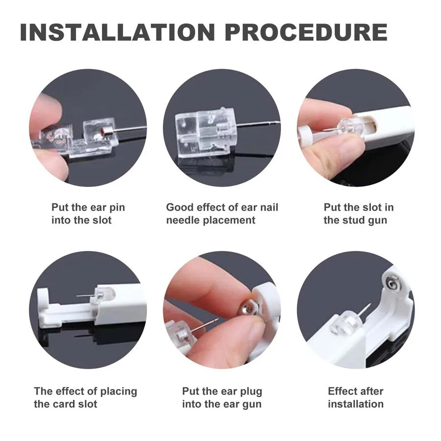 Disposable Nose Piercing Gun Kit with Built-in Stainless Steel Nose Stud and Alcohol Cotton