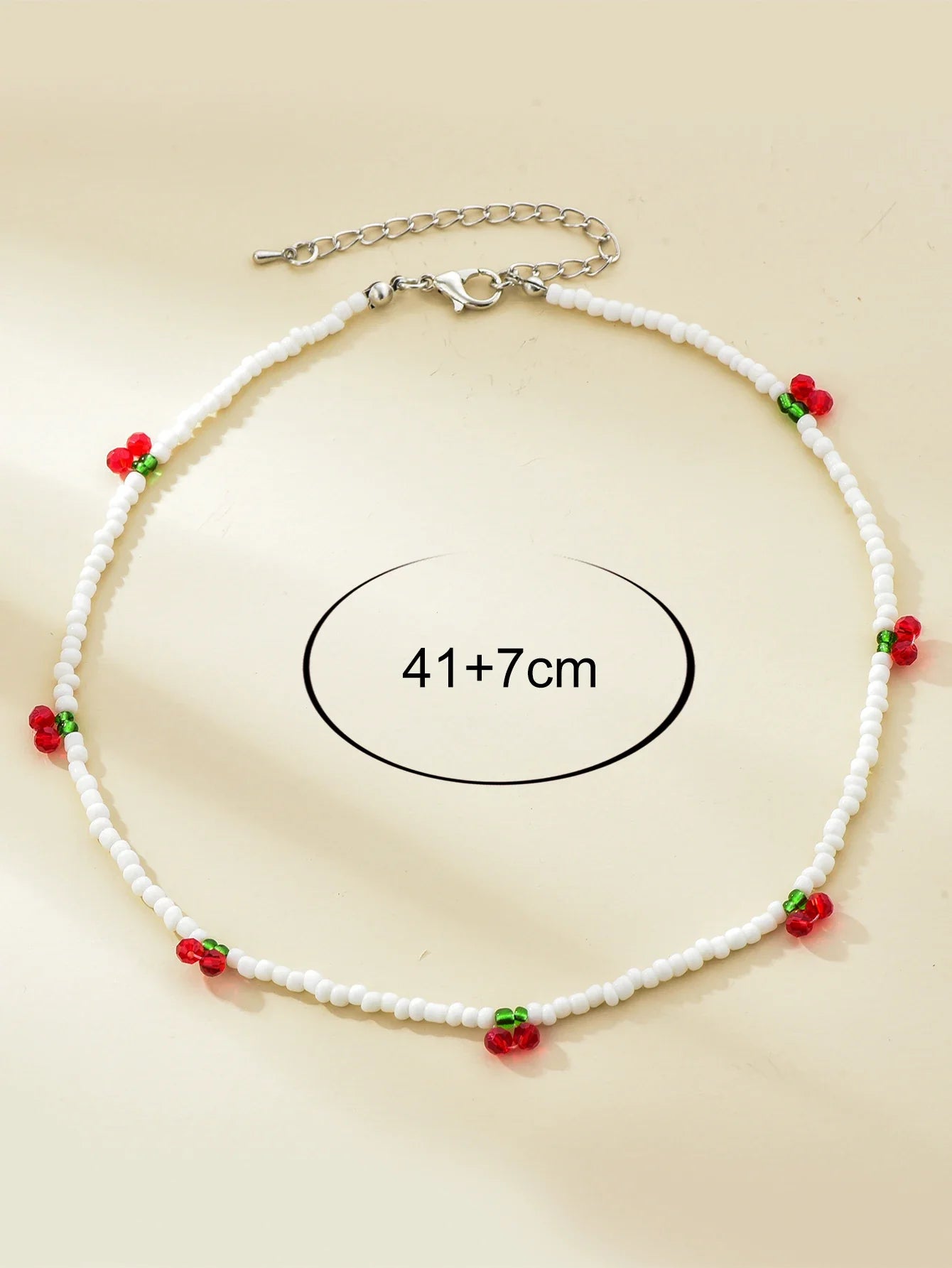Summer Strawberry Cherry Beaded Necklace for Women - Fresh and Lovely Rice Beads