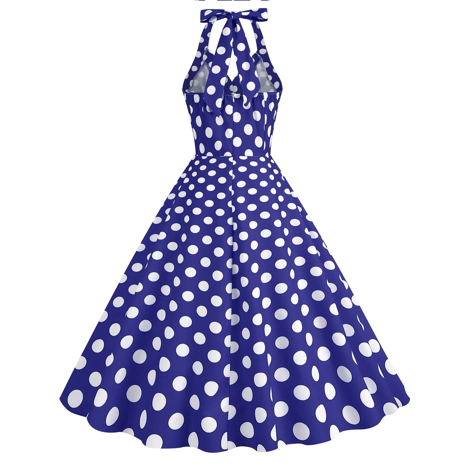 Retro Polka Dot Lace Up Backless Dress With Swing Puff