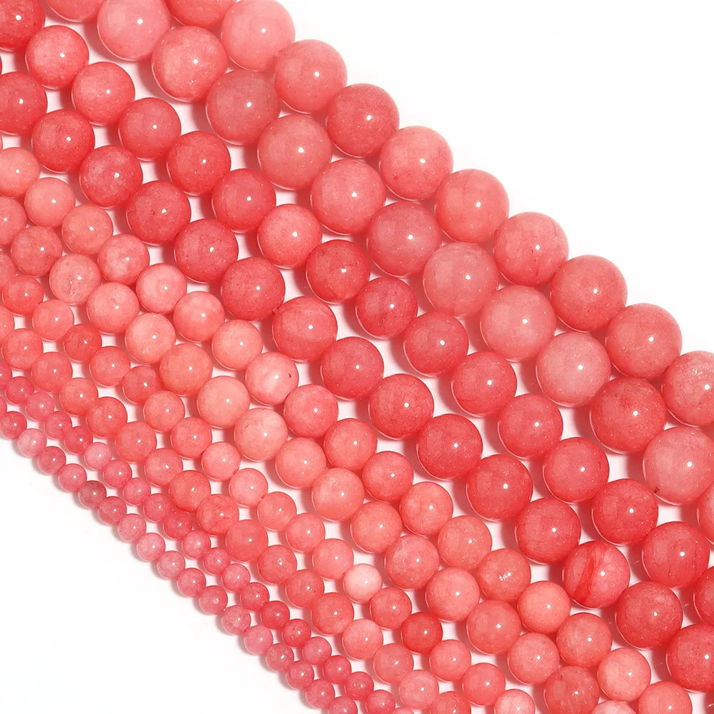 Natural Pink Chalcedony Stone Beads for Jewelry Making DIY Bracelet and Necklace Accessories
