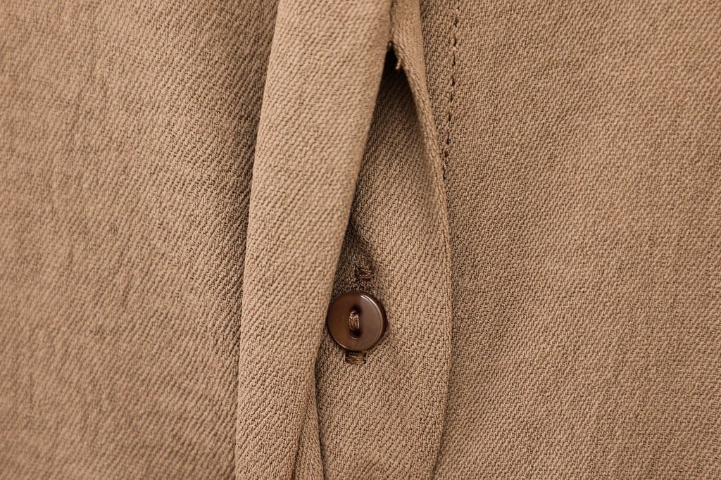 Women Casual Brown Lace-Up Waist Shirt and High Waist Wide Leg Pants Set for Spring Fashion