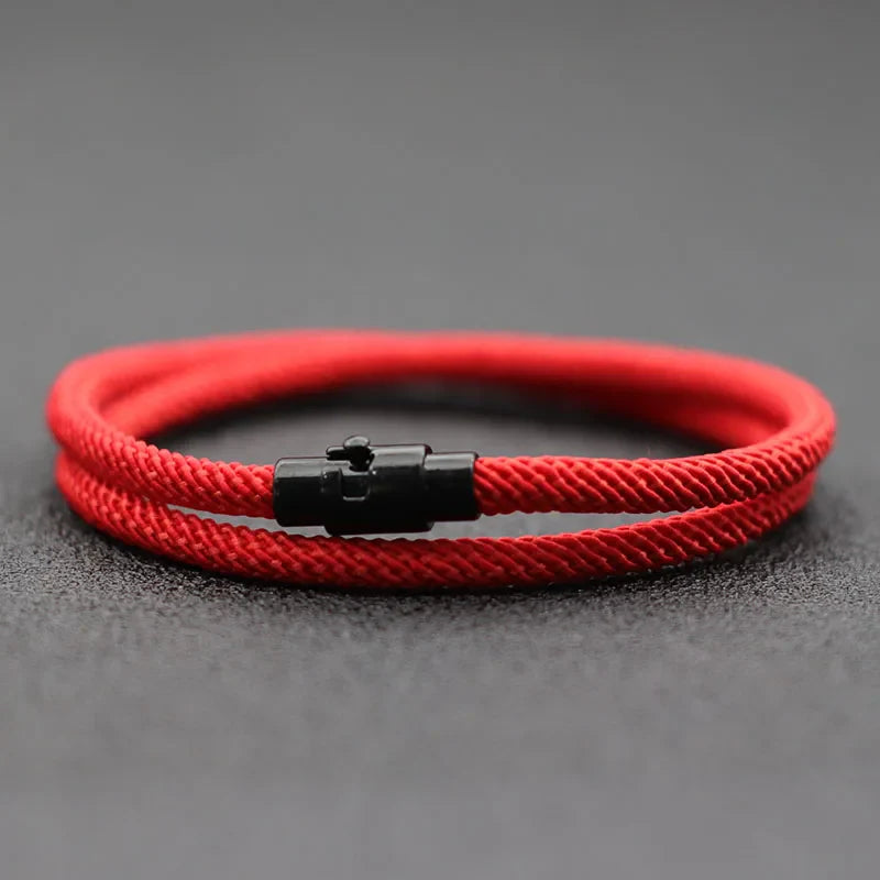 Minimalist Double Layer Men's Rope Bracelet with Magnet Buckle for Survival and Everyday Wear