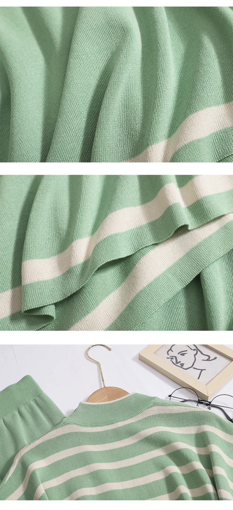 Women Casual Striped Sleeveless Pullover and Wide Leg Pants Two-Piece Set for Spring and Summer