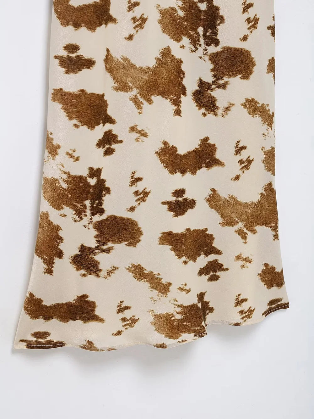 Satin V Neck Halter Dress With Mistletoe Print Elegant