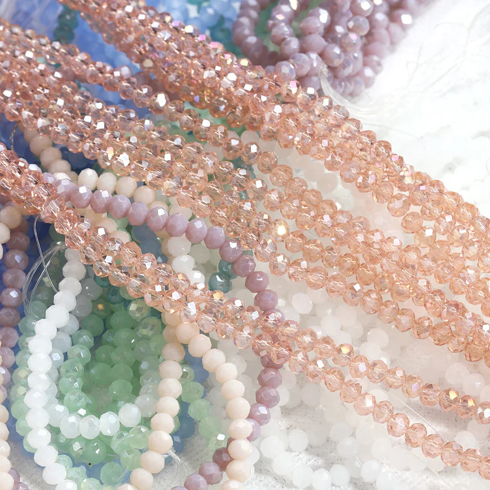 120 Pieces Crystal Glass Rondelle Beads Faceted Round Loose Spacer Beads for Jewelry Making