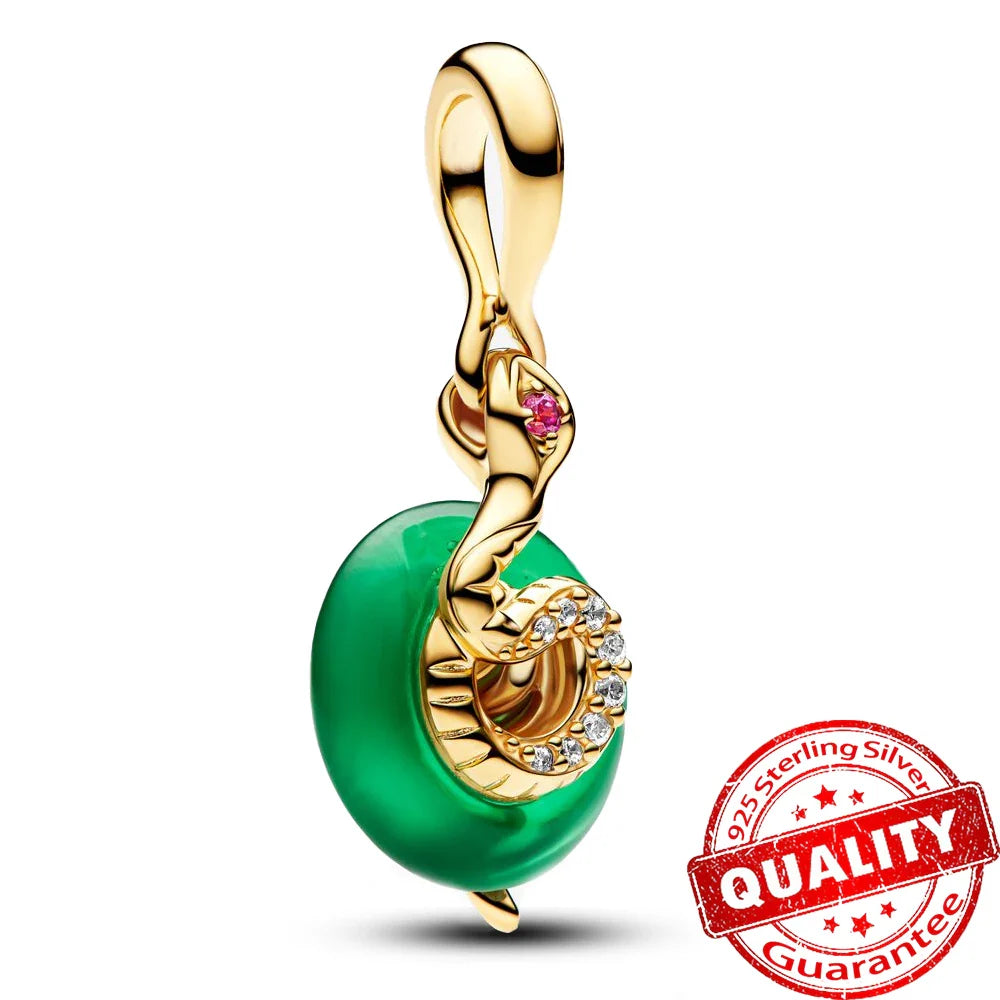 925 Sterling Silver Coral Seahorse and Lotus Fish Pendant for DIY Bracelet and Necklace Crafting