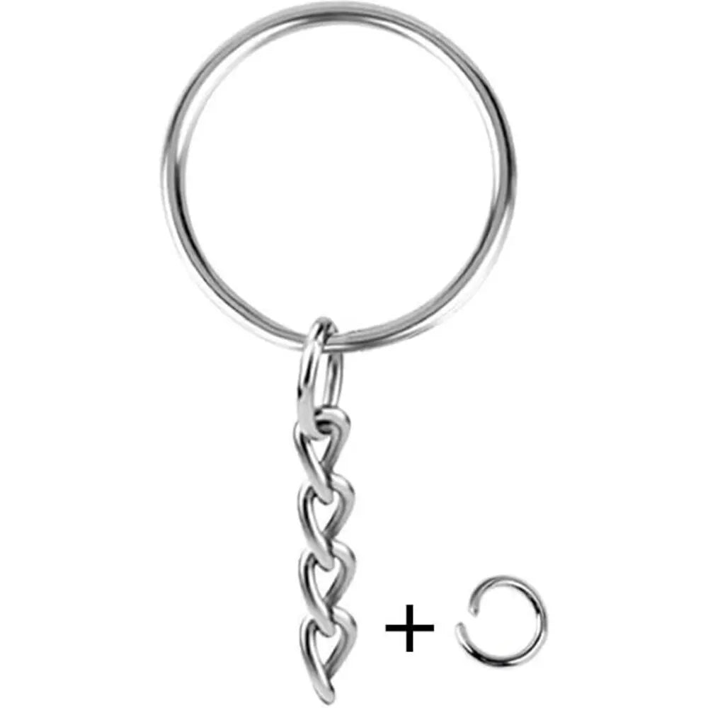 30PCS Silver Metal Split Key Rings with Chain and Open Jump Rings for DIY Jewelry Making