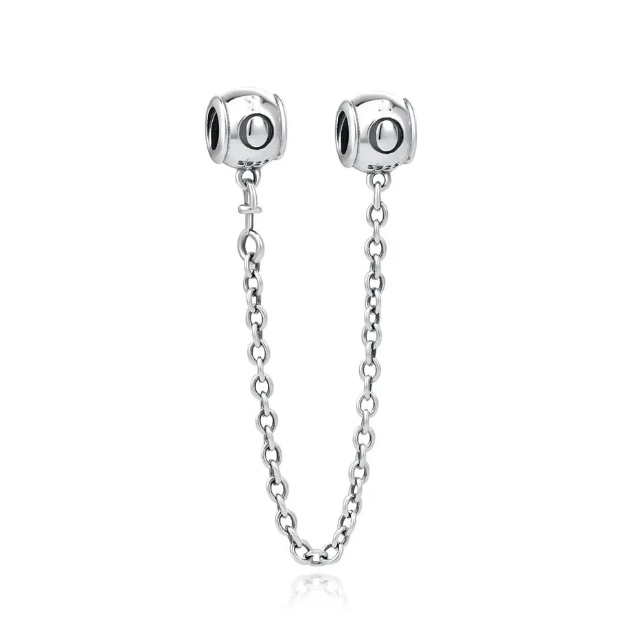 DIY Love Heart Family Safety Chain Bracelet with 925 Silver Star Clip Bead and Flower Charm Gift