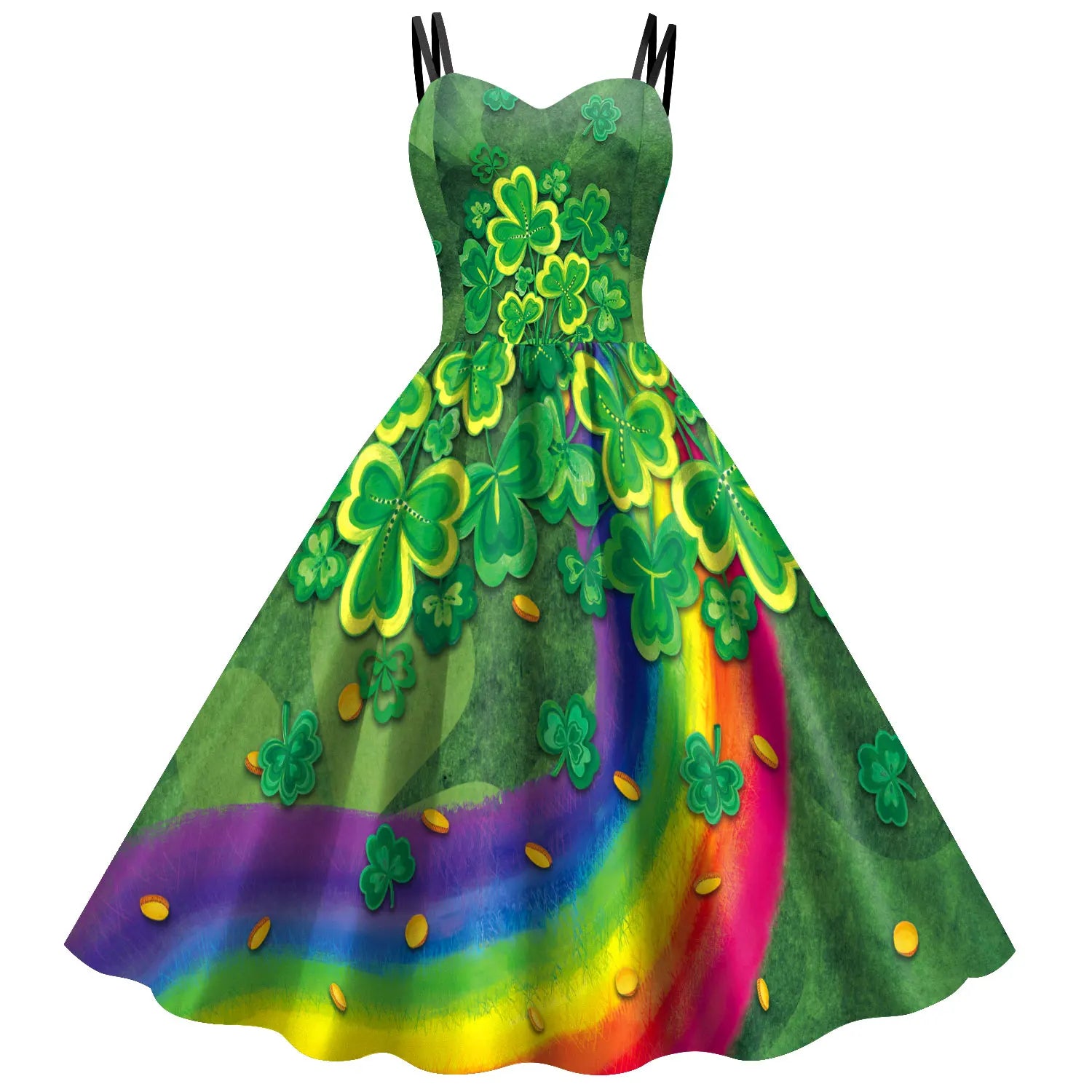 St Patrick's Day Shamrock Tie Dye Wrap Dress For Women