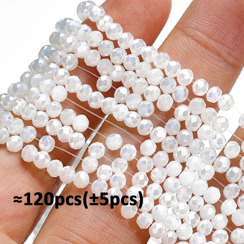 120 Pieces Crystal Glass Rondelle Beads Faceted Round Loose Spacer Beads for Jewelry Making