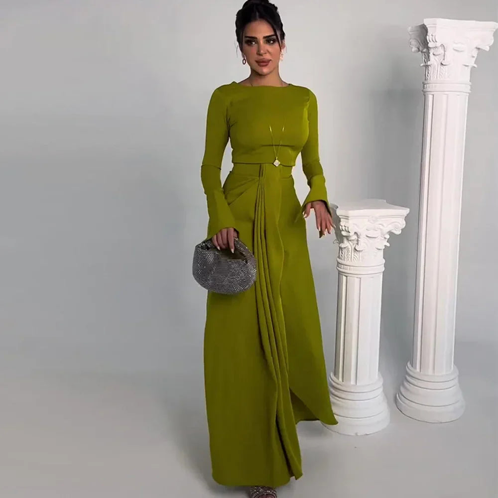 Satin A Line Prom Dress with Jewel Embellishments Gown