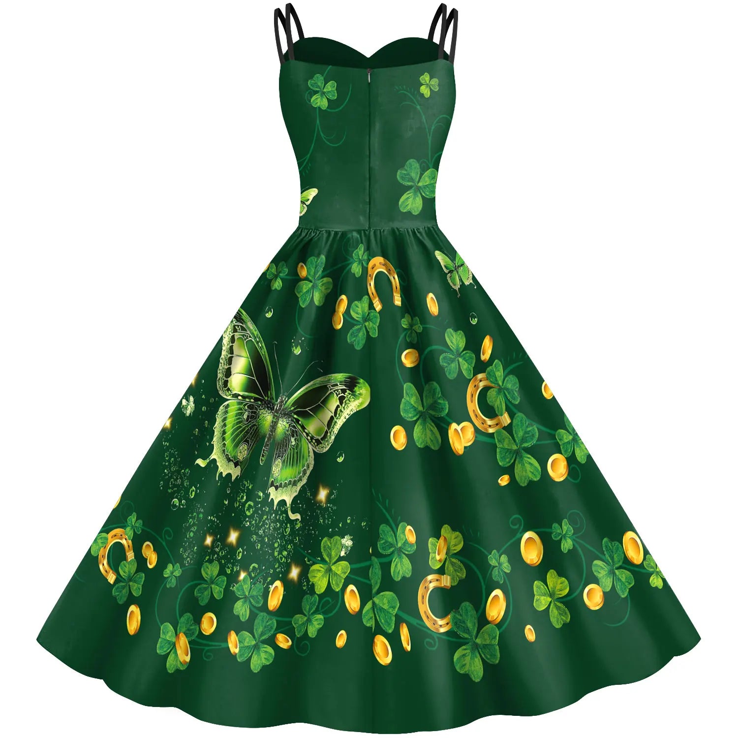 St Patrick's Day Shamrock Tie Dye Wrap Dress For Women