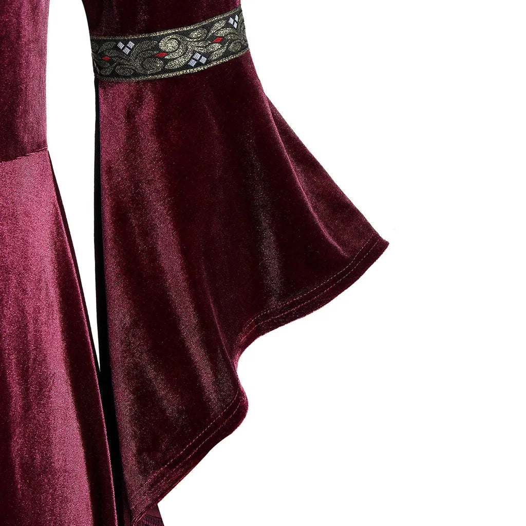 Medieval Cosplay Dress for Women Long Sleeve Elegant Gown