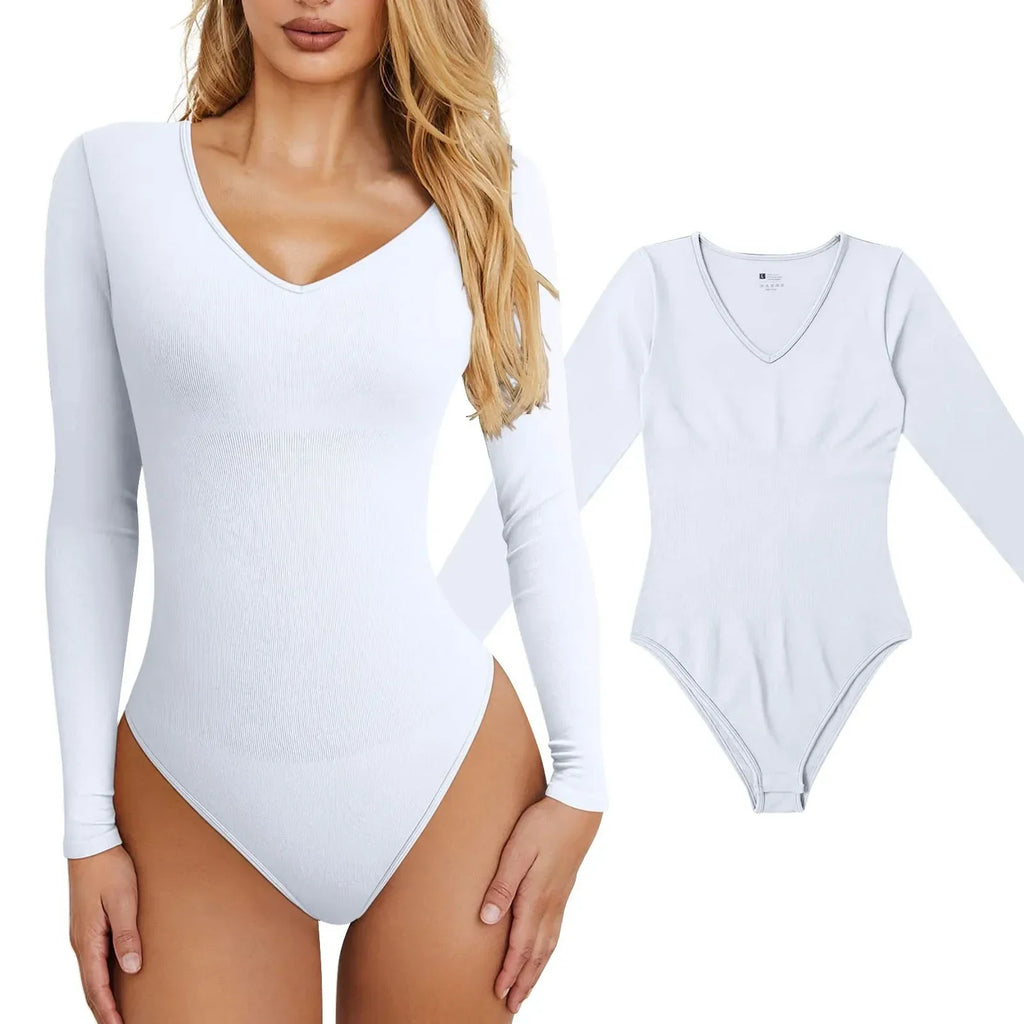 Women's Sexy Knitted Slim Fit Crew Neck Long Sleeve Jumpsuit Bodysuit with Leggings Soft Stretchy Lightweight Underwear Top for Casual and Party Wear