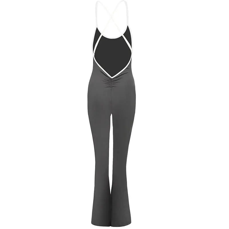 Summer Women's Slim Fit Casual Jumpsuit Sexy Solid Color Backless Sling Elegant Streetwear Fashion Romper