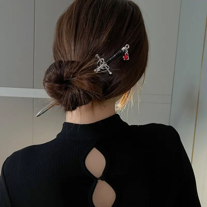 Sword Hairpin Headdress for Women Vintage Hair Accessories Geometric Ponytail Holder DIY Hairstyle Jewelry