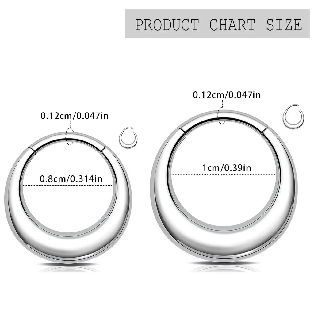 316L Stainless Steel Smooth Hoop Nose Ring Piercing Clicker Water Drop Septum Ring for Women and Men