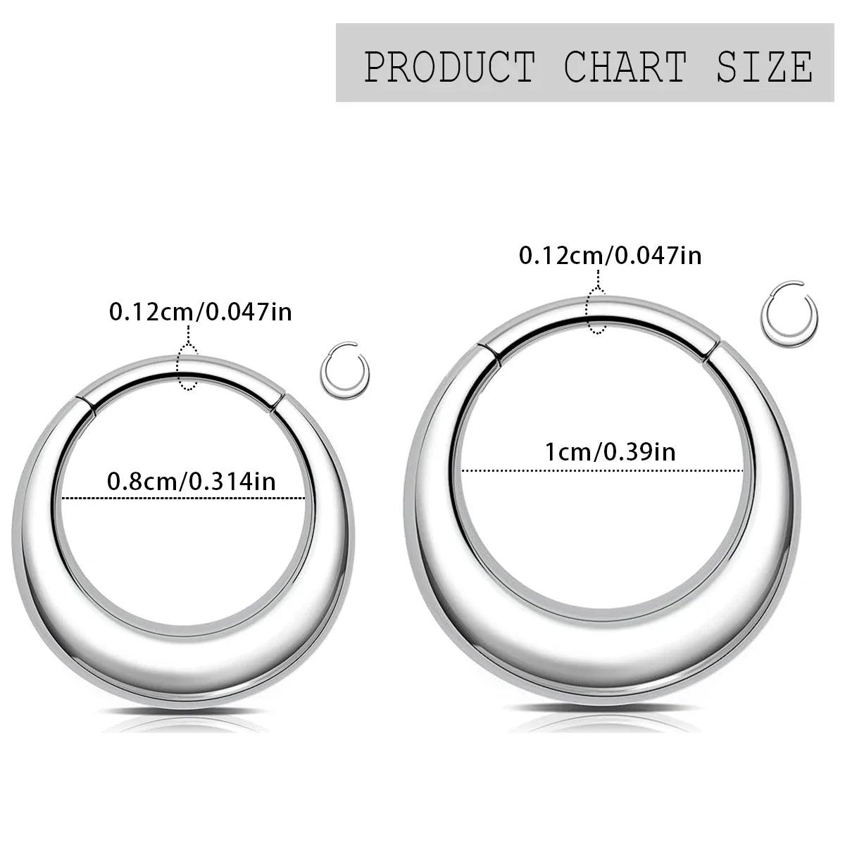 316L Stainless Steel Smooth Hoop Nose Ring Piercing Clicker Water Drop Septum Ring for Women and Men