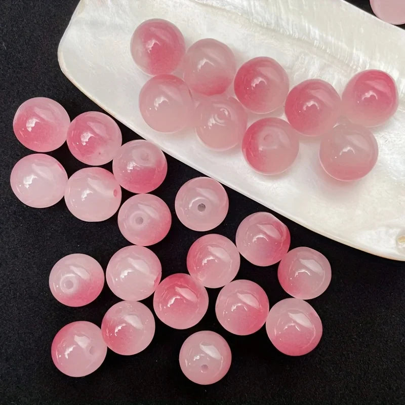 8mm Dual Color Glass Loose Beads for DIY Jewelry Making 50pcs Sweet Style Decorative Beads