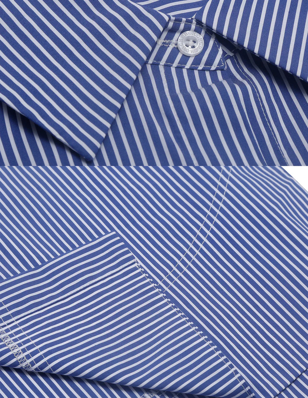 Women's Blue Striped Splicing Business Commuter Top with Stylish Bottom Shirt Design