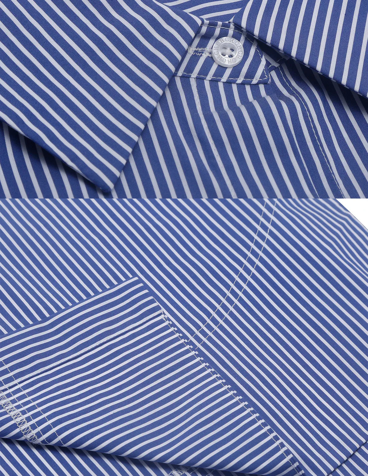 Women's Blue Striped Splicing Business Commuter Top with Stylish Bottom Shirt Design