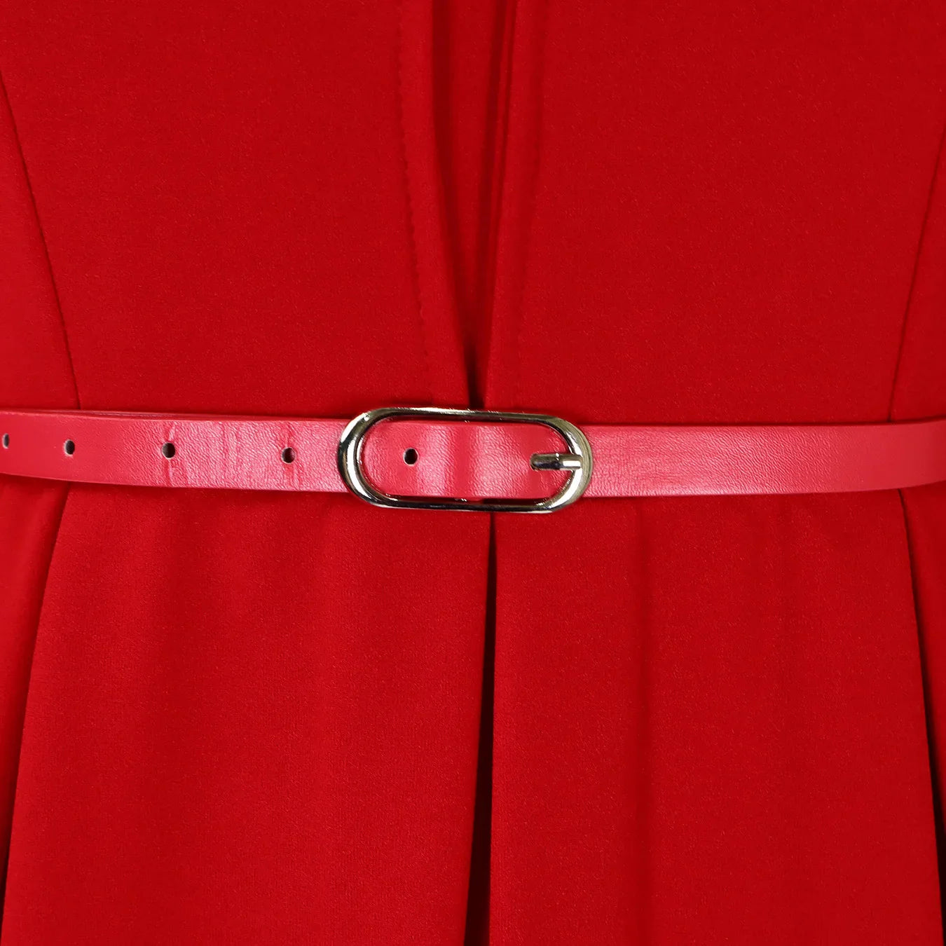 V Neck Office Sheath Dress For Women Belted Midi Style