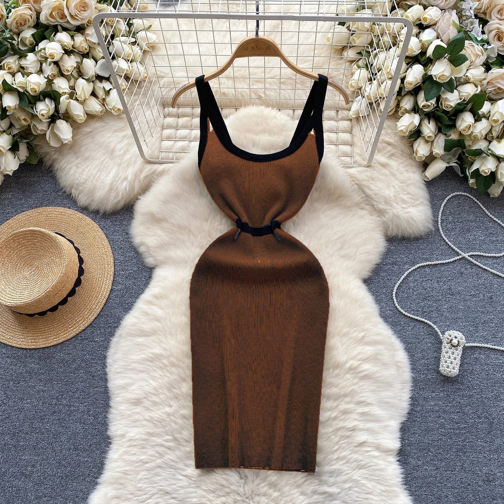 Casual Knit Wrap Dress With Off Shoulder Stripes For Summer