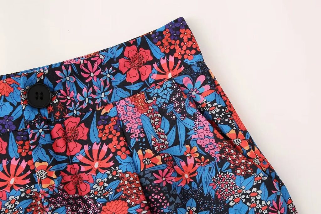 Women Casual Two Piece Set with Bow Decoration O-Neck Top and Button Pants