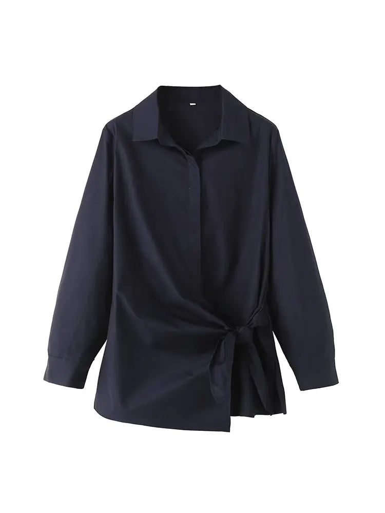 Autumn Women Two-Piece Set Poplin Single Breasted Shirt with High Waist Long Pants Casual Outfit