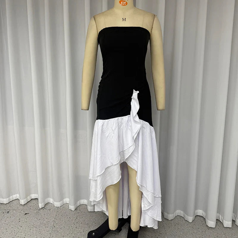 Backless Mermaid Party Dress for Women Sleeveless Ruffled