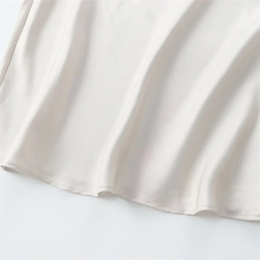 Silk Sleeveless Midi Dress Slim Fit For Office Wear